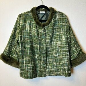 Isabelle’s Journey Cashmere/polyester Jacket Faux Fur Neck, Sleeve Trim One Size